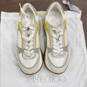 Jimmy Choo White and Yellow Athletic Shoes